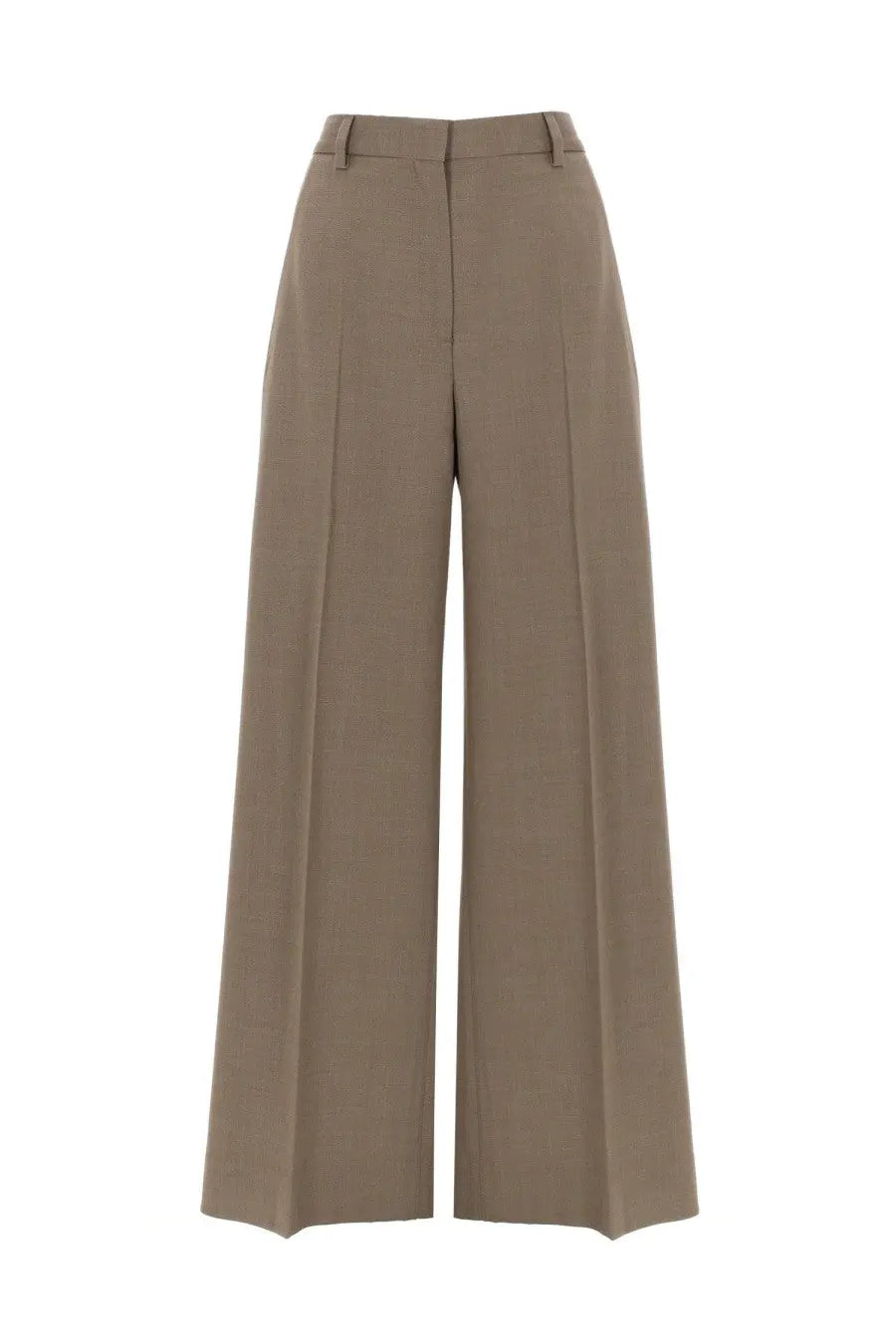 Beige high-waisted wide-leg tailored trousers with structured fit from filippa k womens pantalone harlow collection