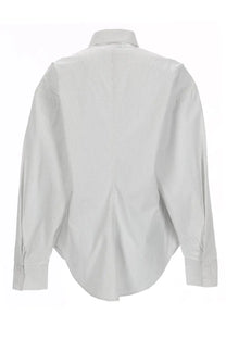 Filippa K women’s white button-down shirt with subtle vertical pinstripes and a classic collar in crisp fabric