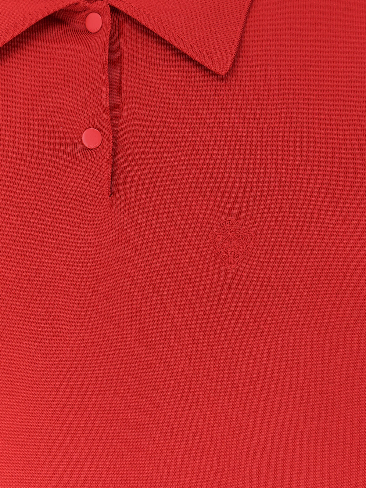 Gucci Women's Fine Stretch Silk Knit Polo Shirt Red, view 3