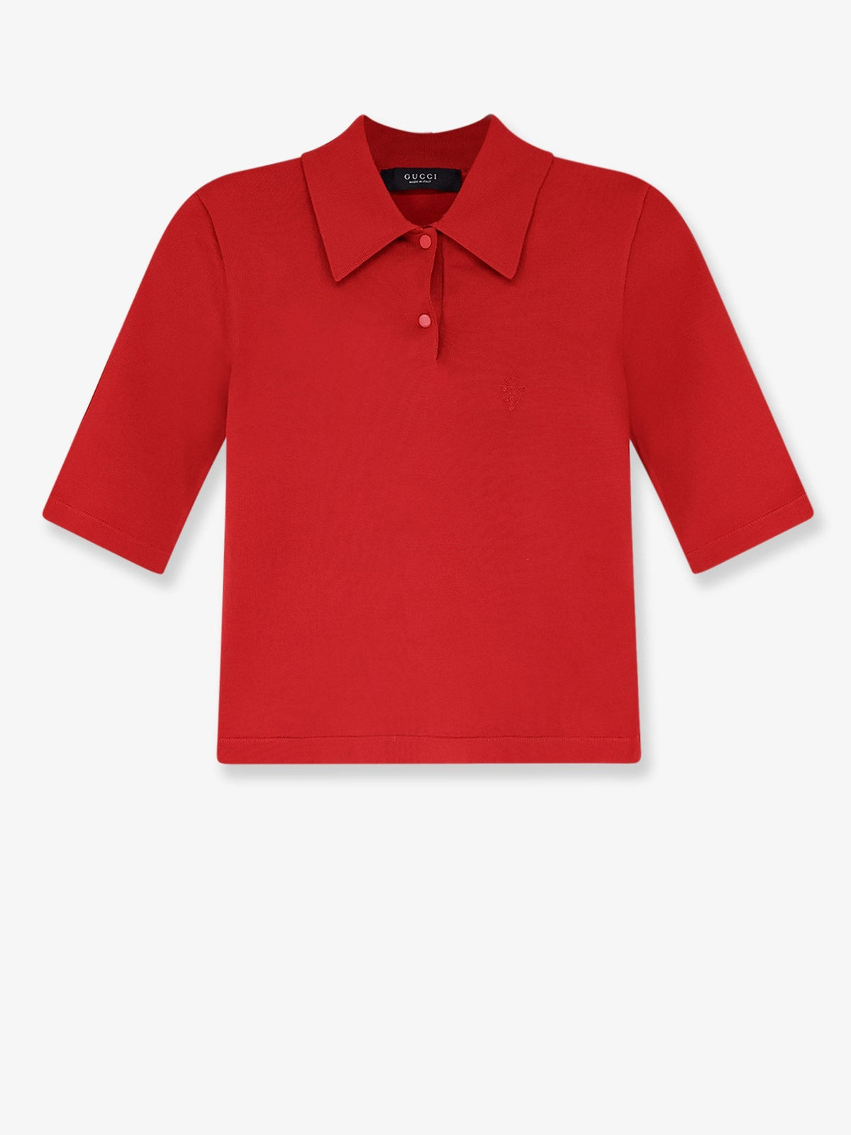 Gucci Women's Fine Stretch Silk Knit Polo Shirt Red