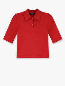 Gucci Women's Fine Stretch Silk Knit Polo Shirt Red