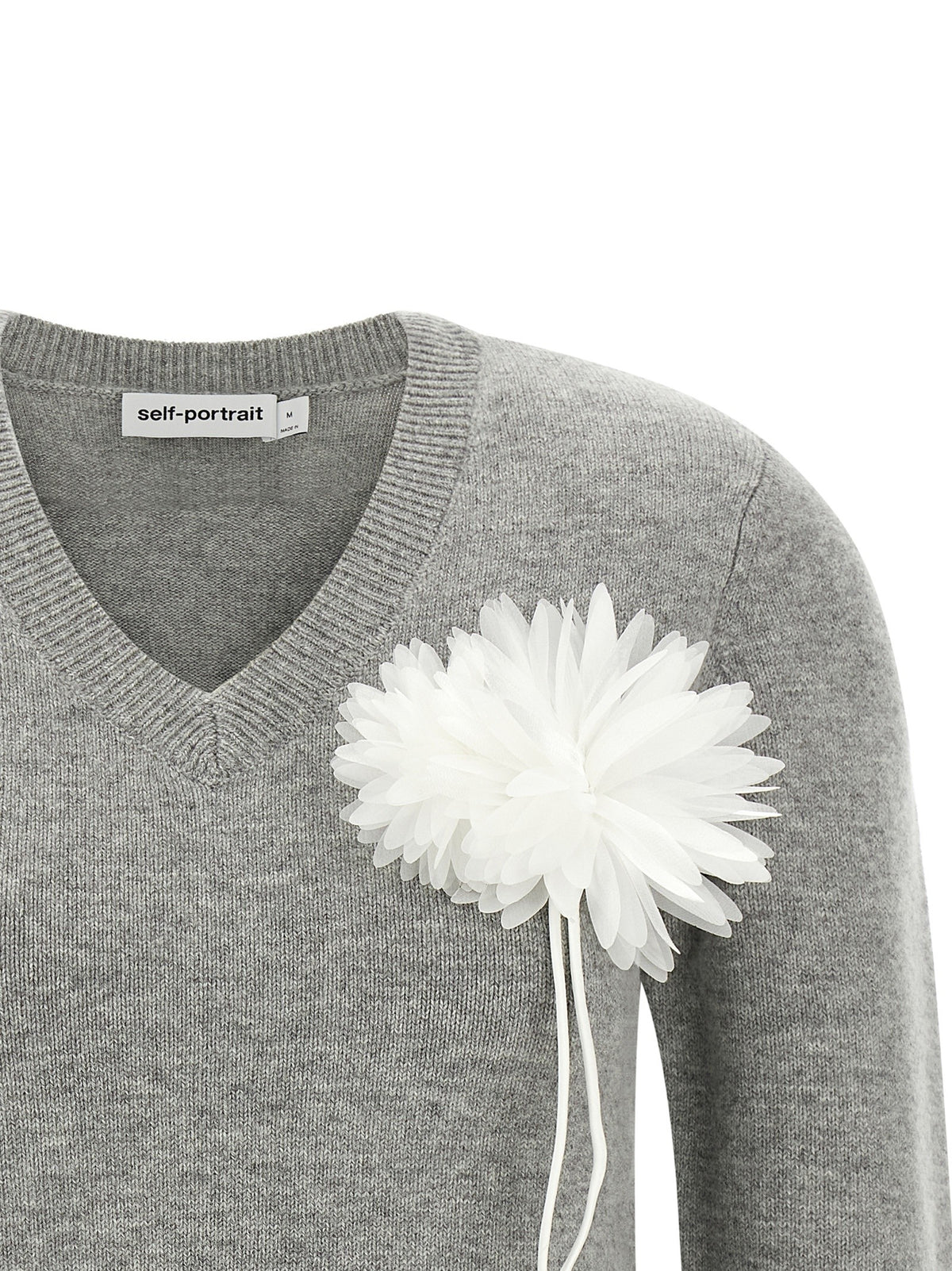 self-portrait Fiore Pin Sweater Grey