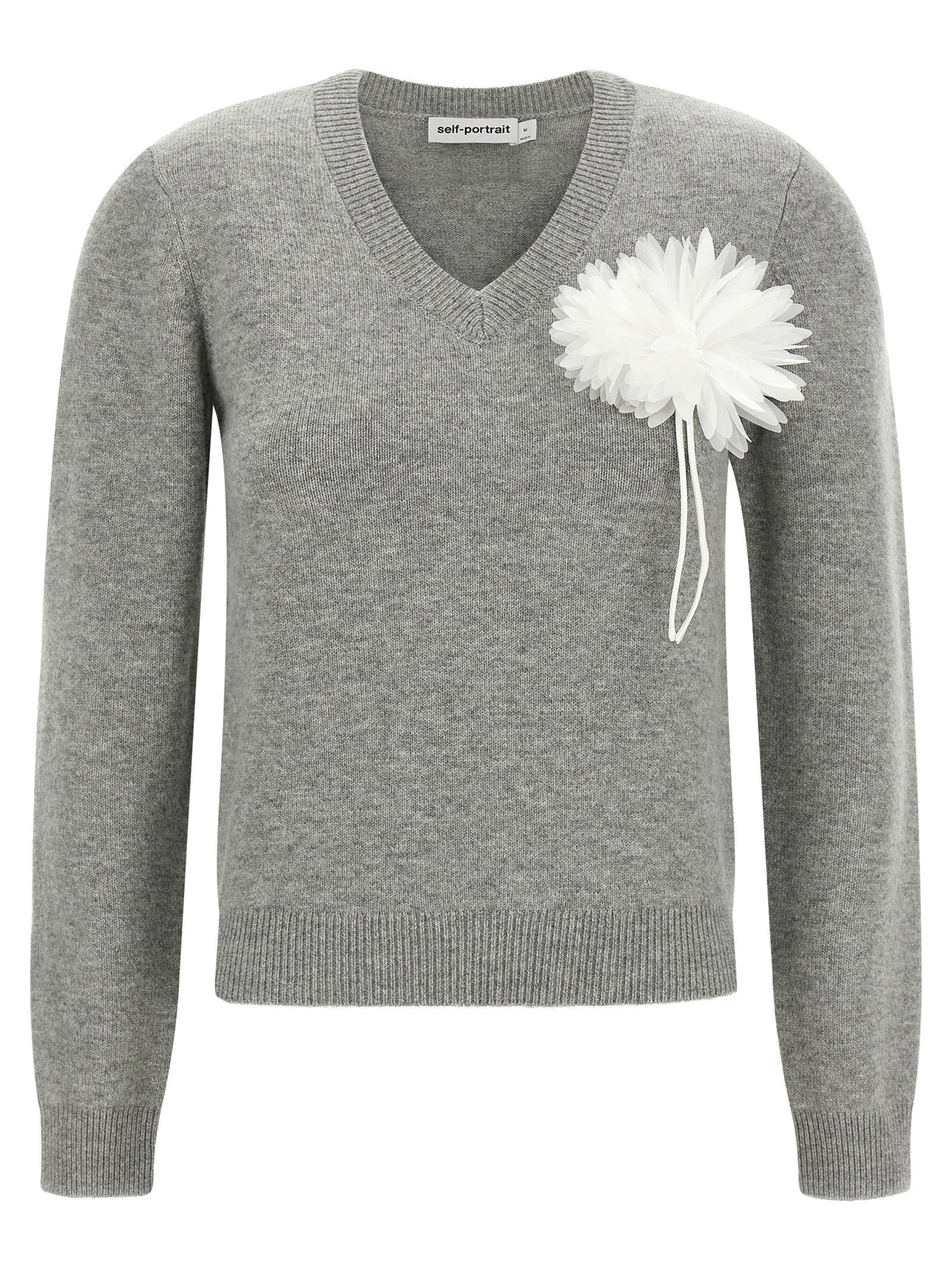 self-portrait Fiore Pin Sweater Grey