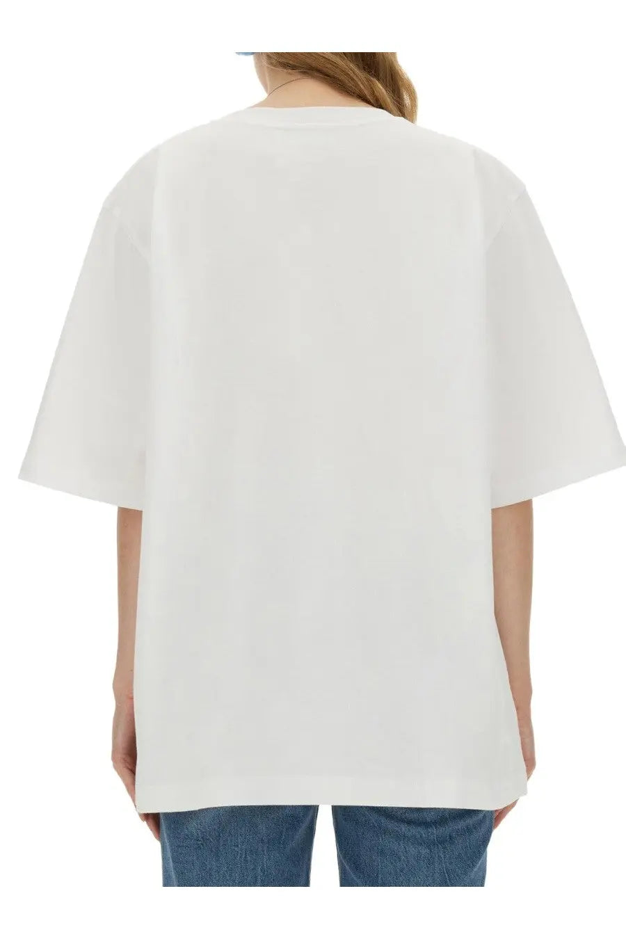 Fiorucci women’s white oversized cotton t shirt with relaxed fit and short sleeves
