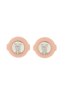 Pastel pink circular clip earrings with silver-toned metal clasp and ferragamo branding from fiorucci womens lollipop earrings blue