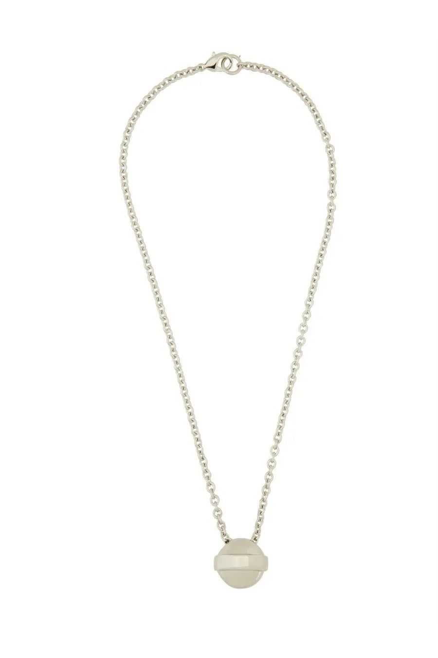 Fiorucci women’s lollipop necklace silver featuring a sleek minimalist silver-toned pendant with rounded disc design and subtle banding