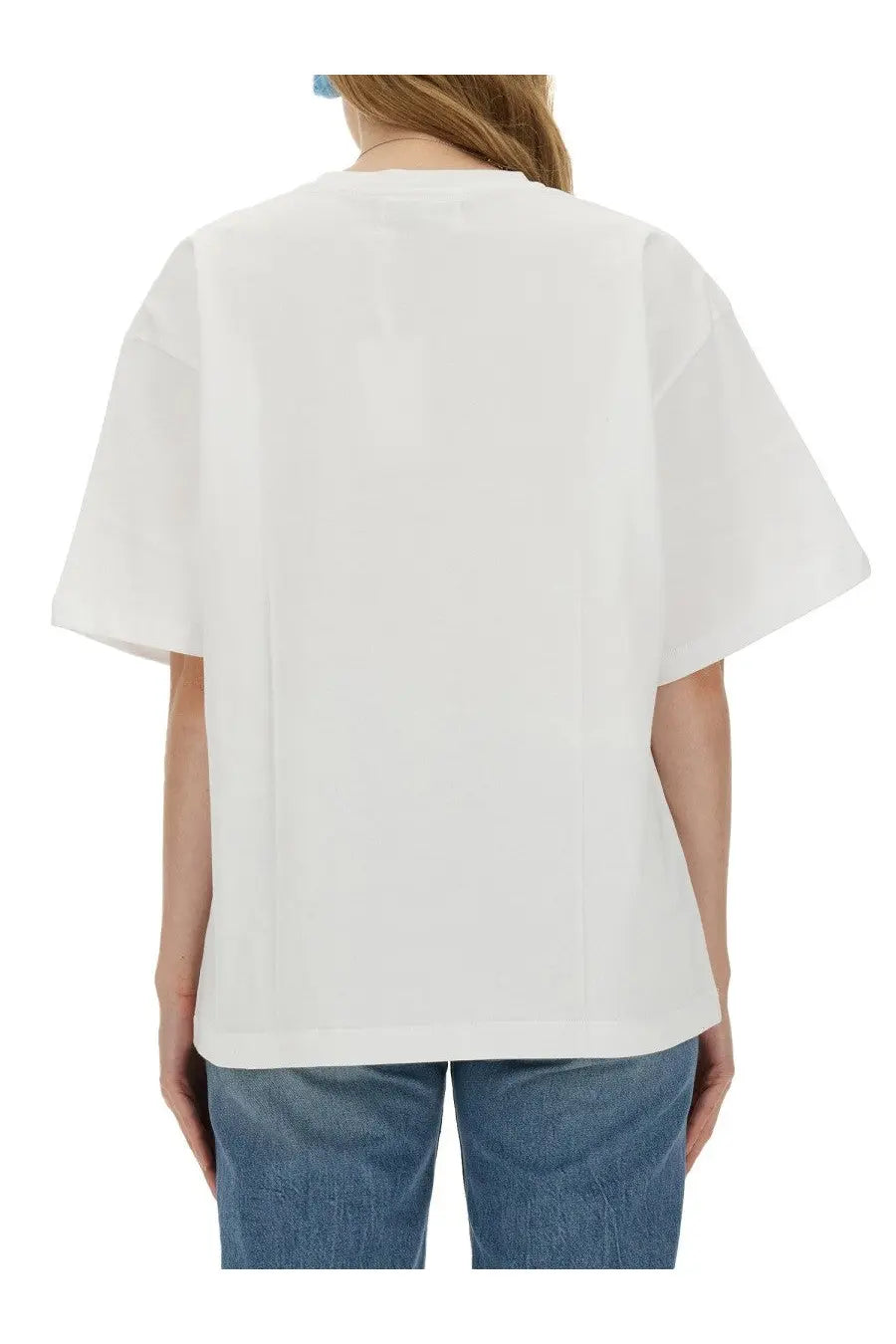 Fiorucci women’s white oversized short-sleeved cotton t-shirt with relaxed fit and lollipop print design