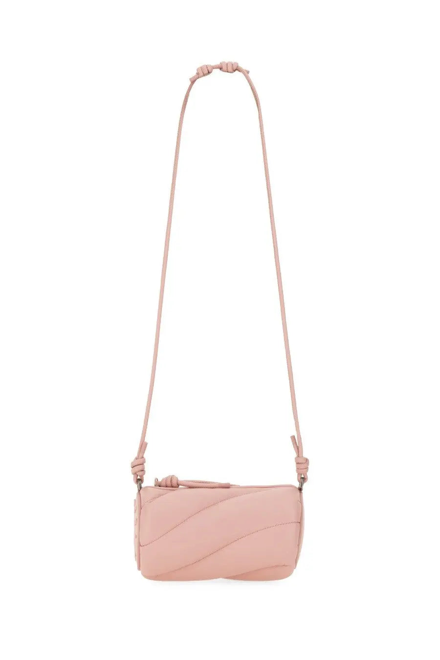 Fiorucci women’s mini mella bag in soft pink quilted leather with adjustable strap and decorative knot details