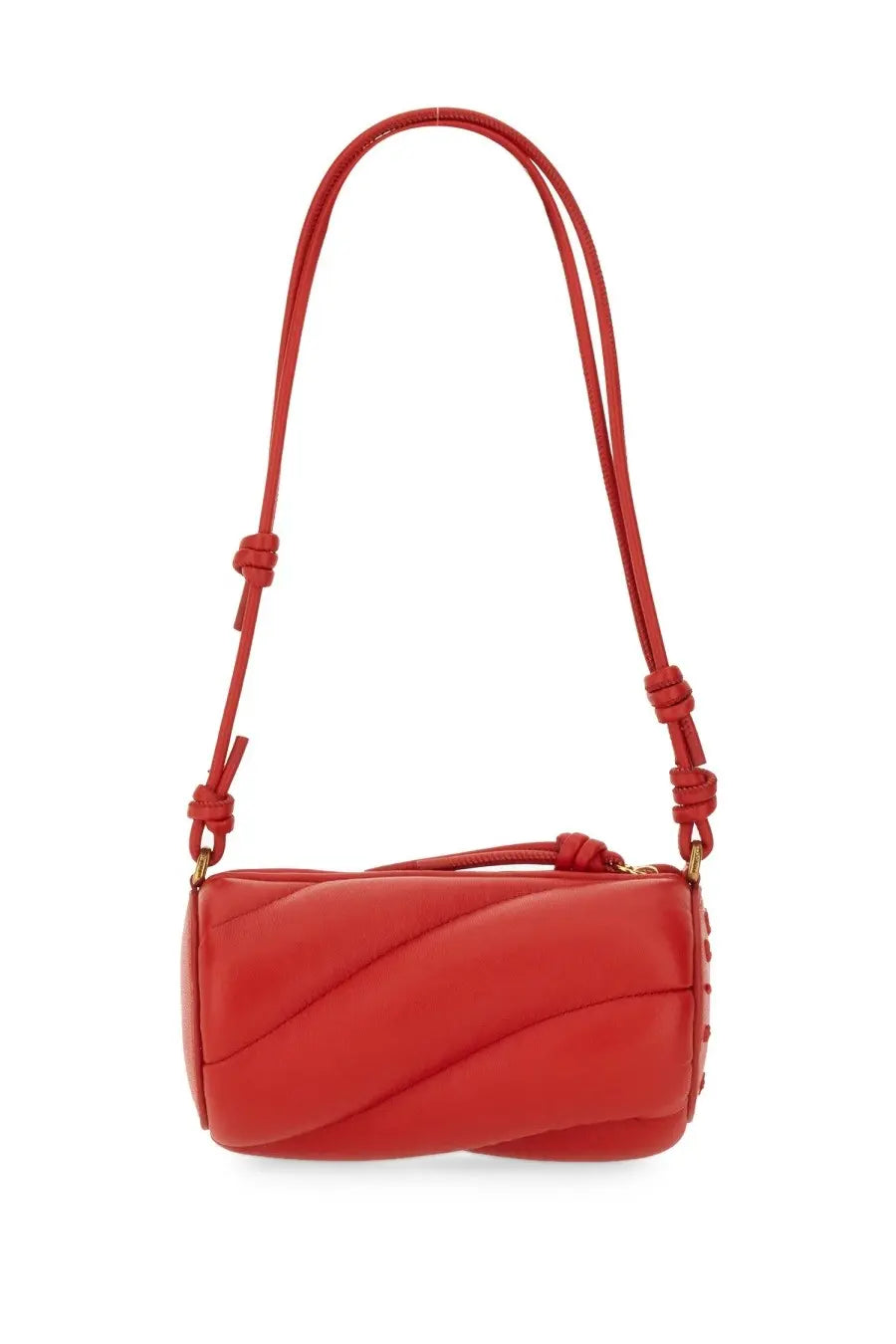 Fiorucci womens mini Mella bag red vibrant quilted leather crossbody with knotted strap and gold-tone hardware