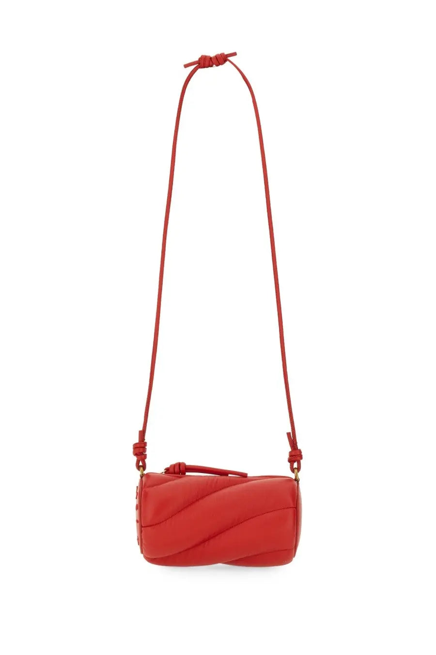 Fiorucci women’s mini mella bag red vibrant red quilted leather crossbody bag with knotted strap and gold-tone hardware