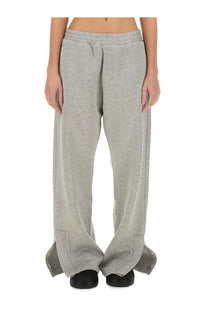 Fiorucci women’s gray heathered sweatpants with relaxed wide-leg cut and side ankle slits for casual comfort