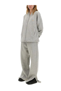 Gray heathered zip up hoodie with small embroidered logo on left chest in fiorucci womens pants angels grey product image