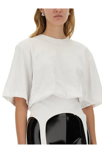 Fiorucci women’s white oversized short-sleeved t-shirt with relaxed fit and subtle gathered hem detailing