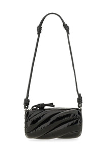 Fiorucci women’s shoulder bag mella black glossy patent leather crossbody with twisted design and knotted strap details