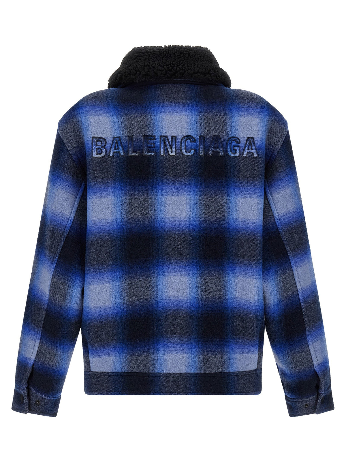 Balenciaga Flannel Bomber Jacket Blue