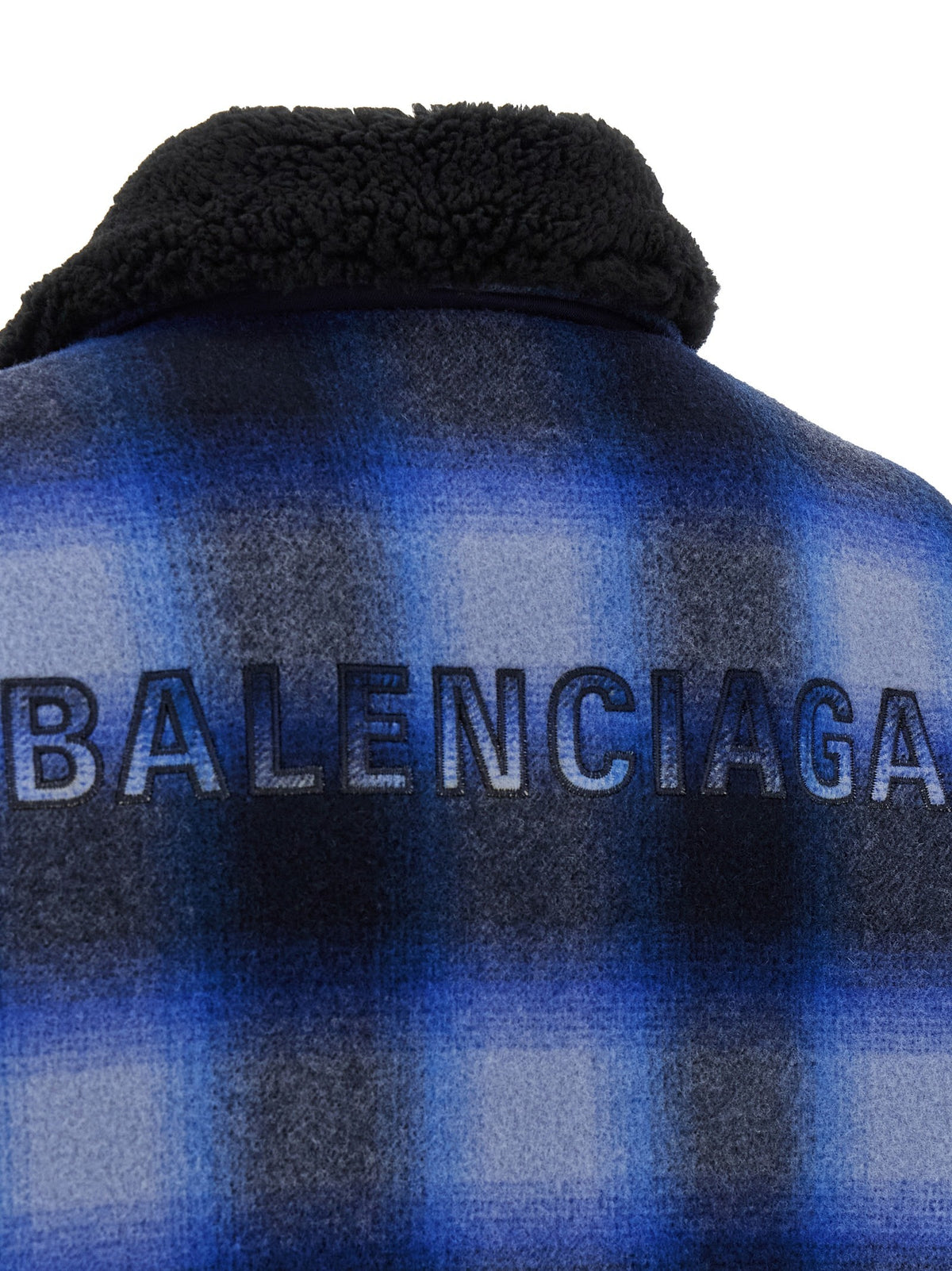 Balenciaga Flannel Bomber Jacket Blue
