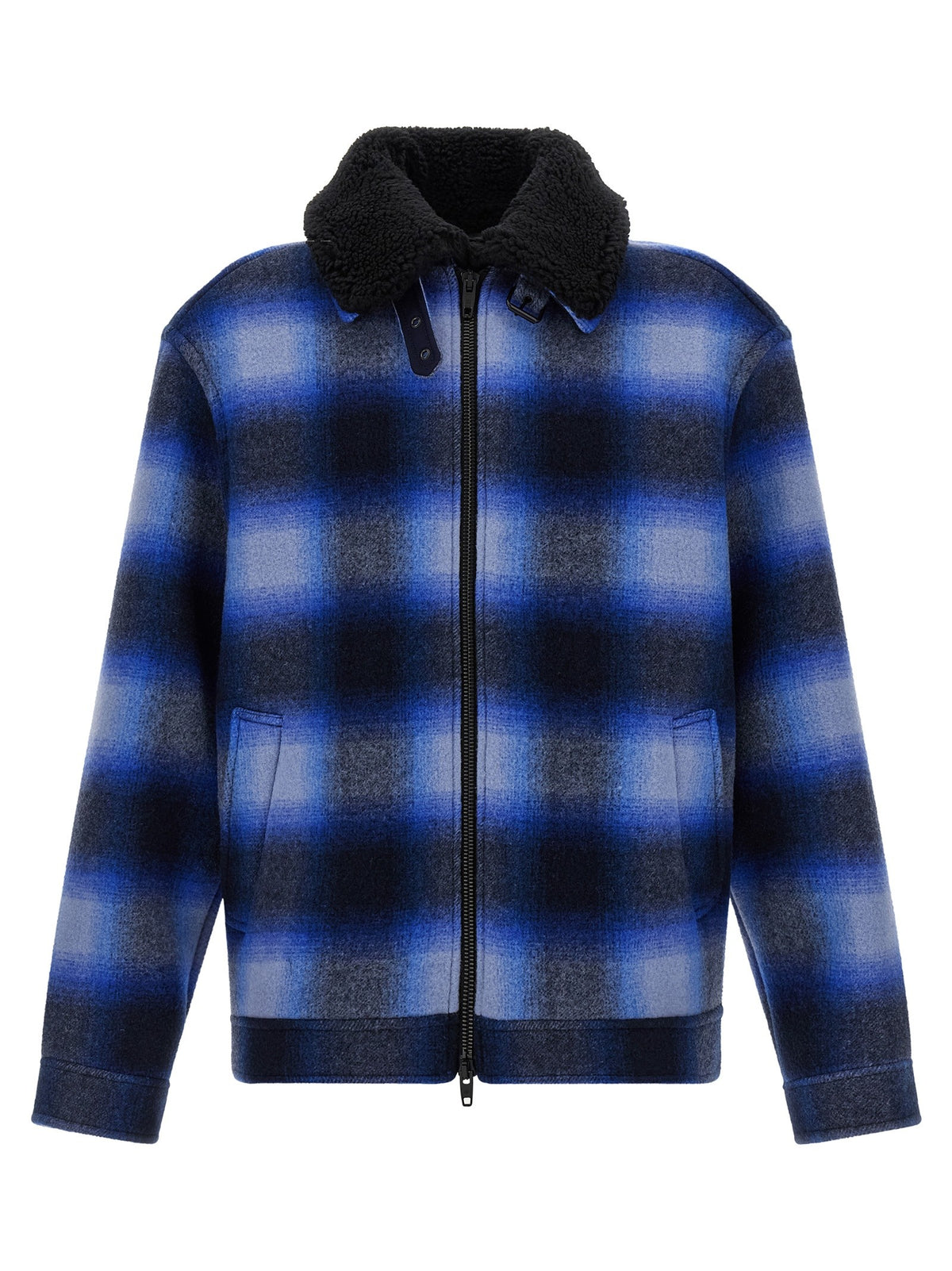 Balenciaga Flannel Bomber Jacket Blue