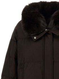 Yves Salomon Flannel Down Jacket Brown