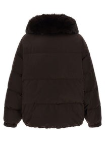 Yves Salomon Flannel Down Jacket Brown