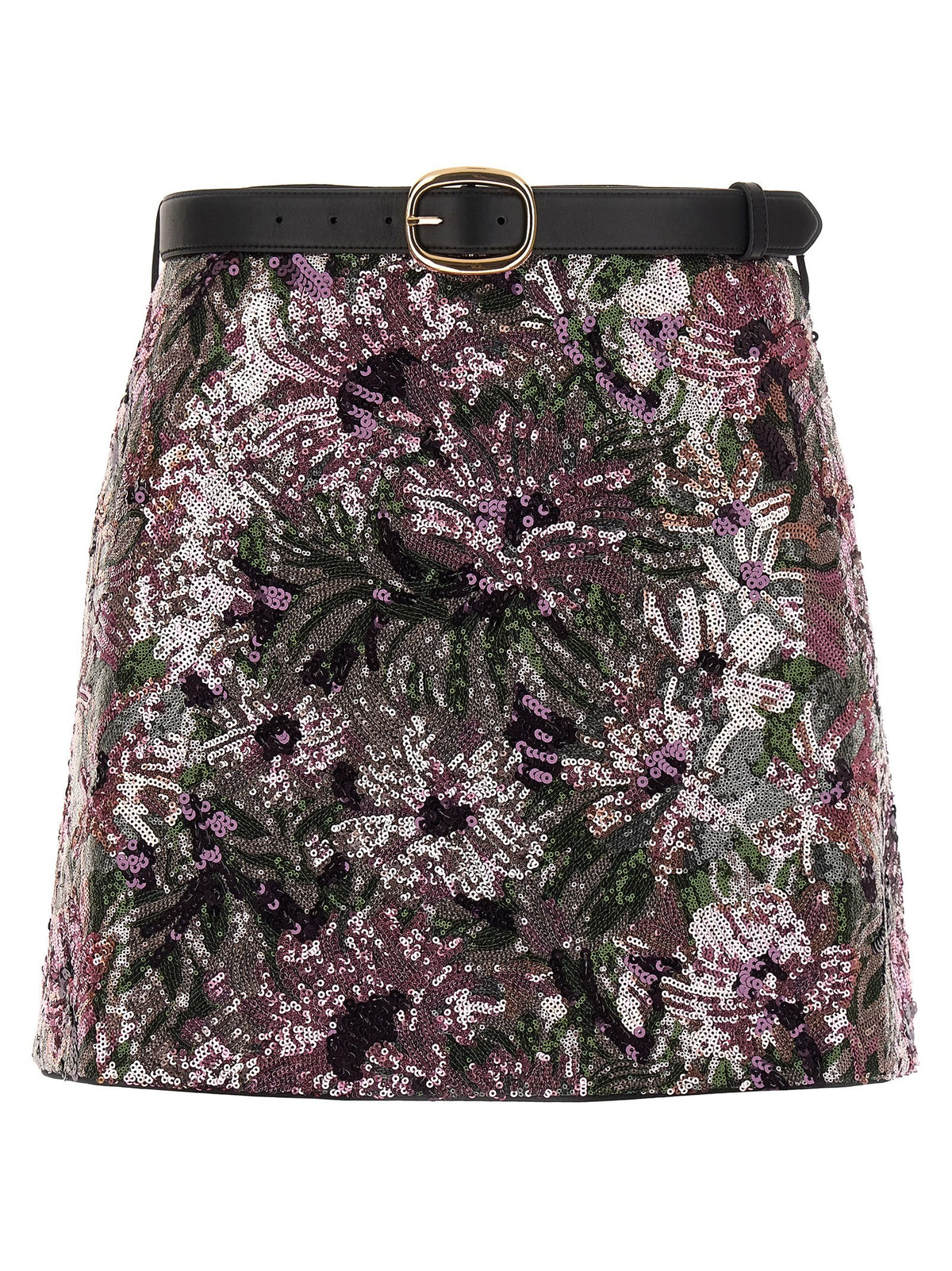 self-portrait Floral Sequin Mini Skirt Blue