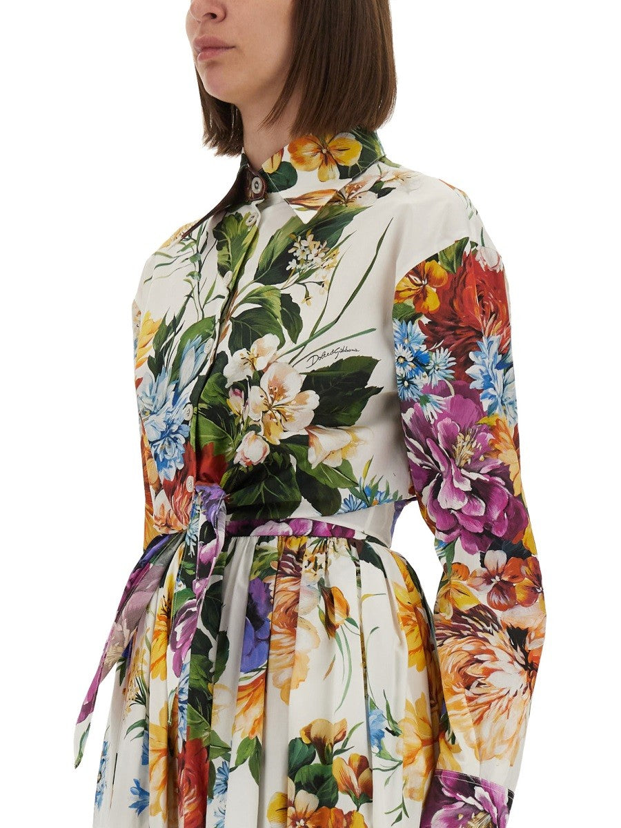 Dolce &amp; Gabbana Women's Flower Bouquet Print Poplin Shirt Multicolor