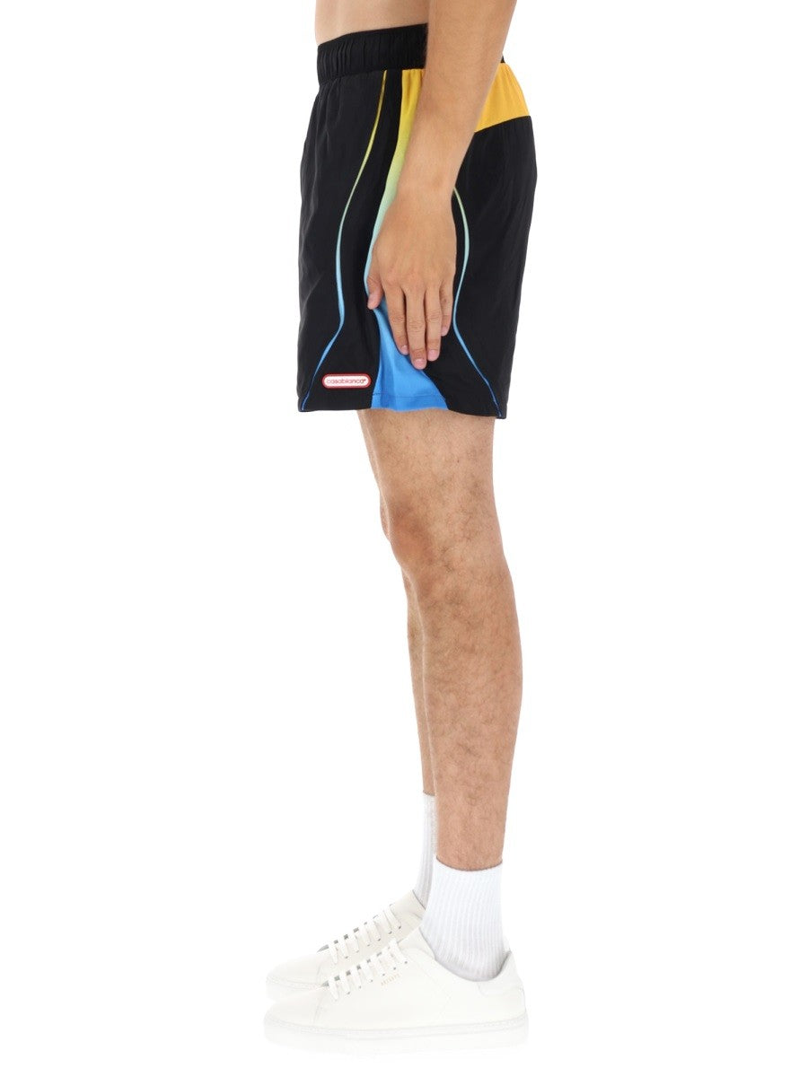 Casablanca Men's Football Windbreaker Shorts Black