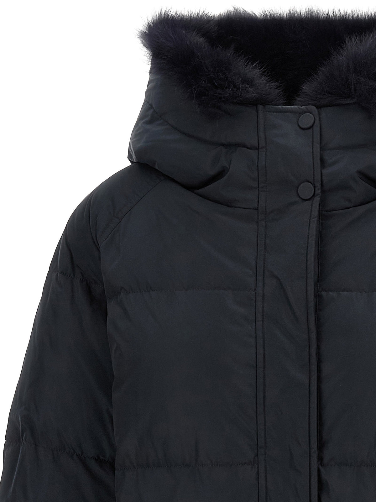 Yves Salomon Army Fox Fur Finishing Down Jacket Black