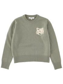 Maison Kitsuné Women's Fox Head Sweater Green