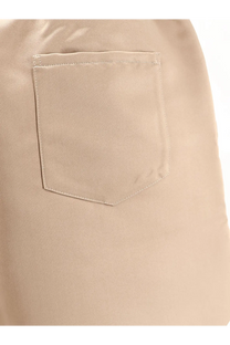 Beige satin boxer shorts from the frankie shop featuring a fabric pocket with matching stitching