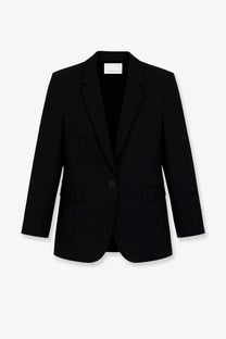 The Frankie Shop women’s Amelia tailored black blazer features a single button closure and flap pockets