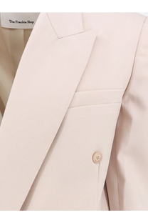 The frankie shop women’s monterey structured wool blend blazer in pale pink with double-breasted buttons