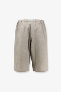 Beige virgin wool bermuda shorts with elastic waistband from the frankie shop womens nelis élange collection