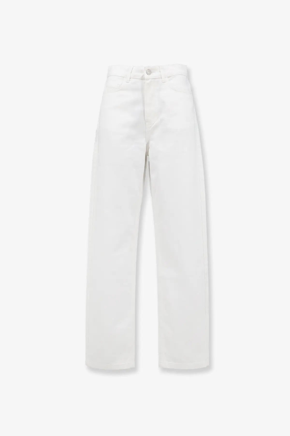 White high-rise straight-leg denim jeans from the frankie shop made of nelton material for women