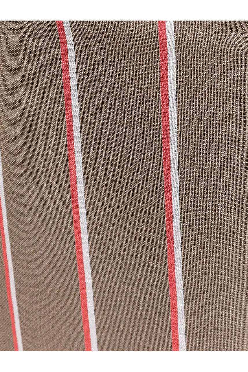 The Frankie Shop women’s peri fluid viscose and silk shirt in brown fabric with red and white vertical stripes