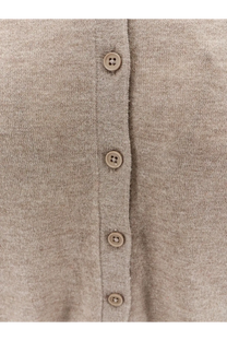 Beige knit cardigan with matching buttons made from wool blend featured in The Frankie Shop women’s collection