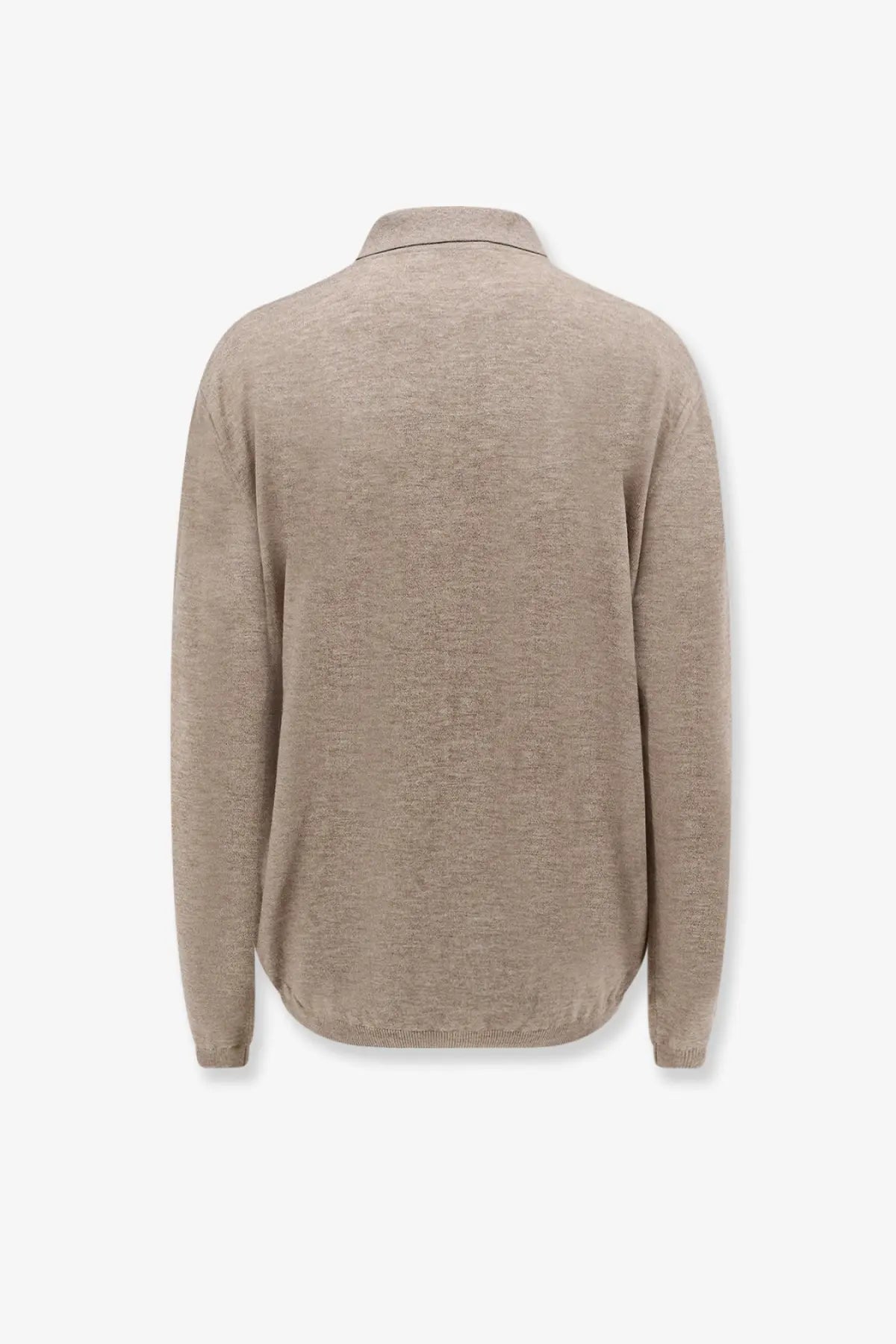 The frankie shop women’s tala wool blend polo shirt beige featuring a textured knit sweater with collar