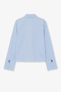 The frankie shop women’s tila organic cotton shirt in light blue with long sleeves classic collar and finished cuffs