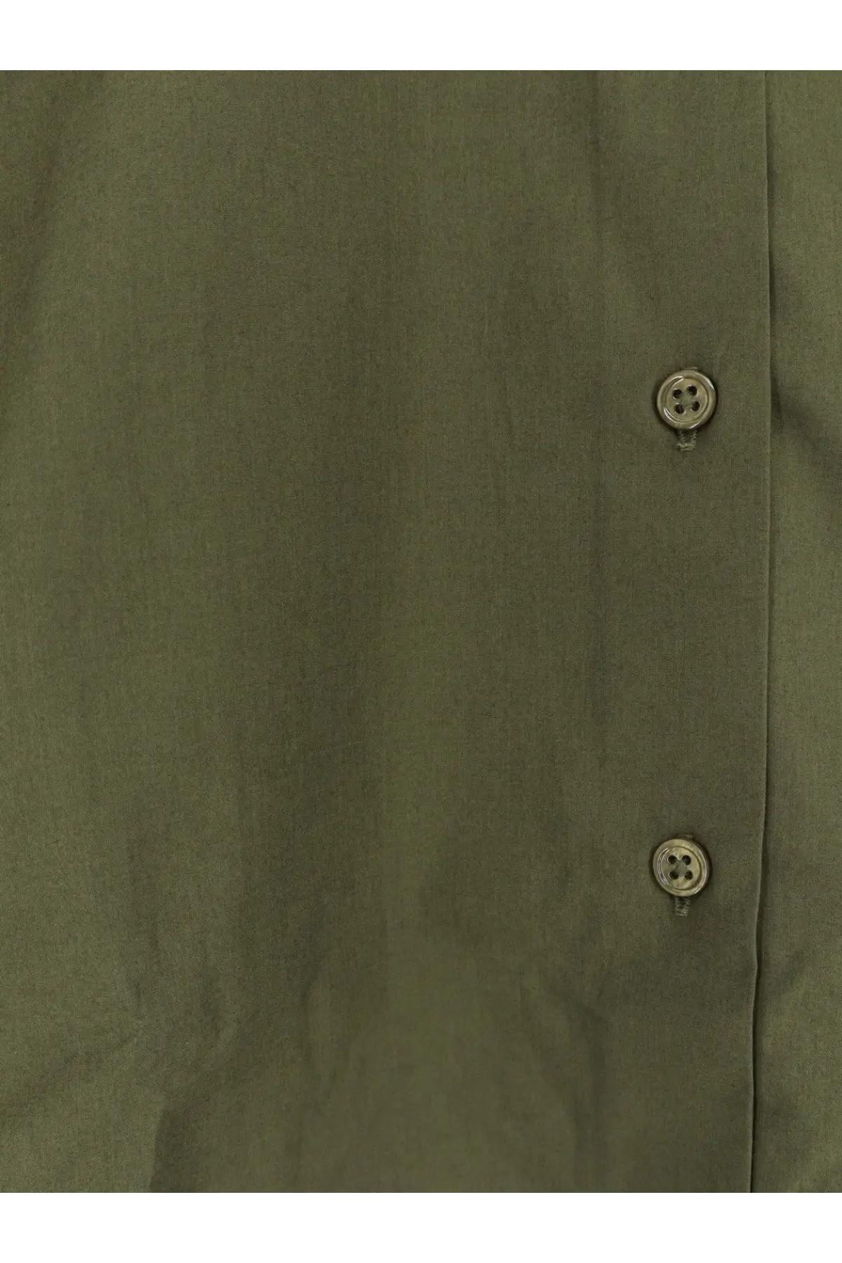The Frankie Shop women’s tila organic cotton olive green button-up shirt with silver toned four-hole buttons