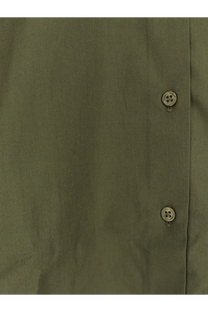 The Frankie Shop women’s tila organic cotton olive green button-up shirt with silver toned four-hole buttons