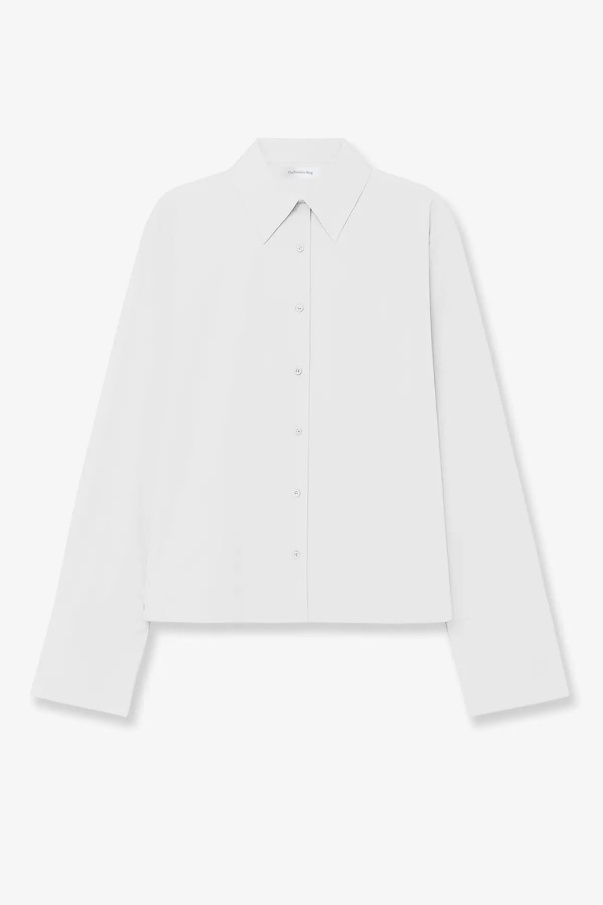 The Frankie Shop women’s tila organic cotton white shirt with a minimalist tailored fit and subtle stitching details