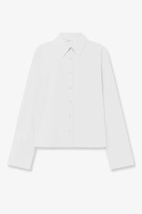 The Frankie Shop women’s tila organic cotton white shirt with a minimalist tailored fit and subtle stitching details