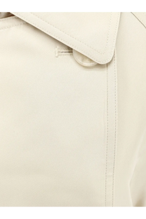 The Frankie Shop women’s veyron double breasted blazer beige cream trench coat with woven texture and round collar button