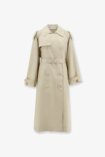 The Frankie Shop women’s veyron beige trench coat with double-breasted front and belted waist in structured fabric
