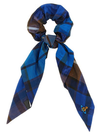 Vivienne Westwood Fraser Large Tartan Hair Elastic Blue