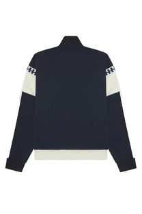 Fred Perry men’s giacca meyba con blue track jacket in dark navy with cream panels and black and white zigzag cuffs