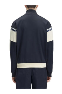 Fred Perry men’s giacca Meyba con blue navy blue and cream colorblocked track jacket with zigzag sleeve pattern