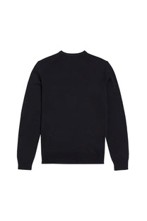 Black Fred Perry men’s crewneck sweater in smooth solid fabric with a simple design and jersey knit texture
