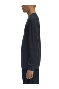 Fred Perry men’s jersey blue dark navy long-sleeved knit sweater with a subtle textured pattern