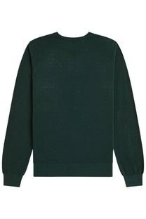 Fred Perry men’s jersey green dark green knit sweater with ribbed cuffs and hem for casual wear