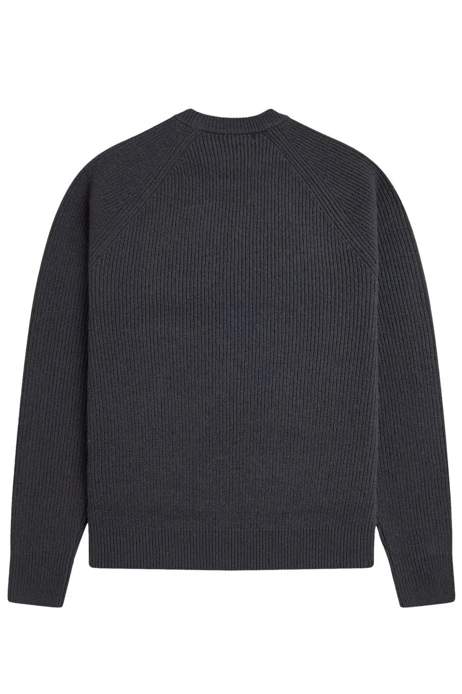 Fred Perry men’s jersey grey dark gray ribbed knit sweater with raglan sleeves made from soft knit material